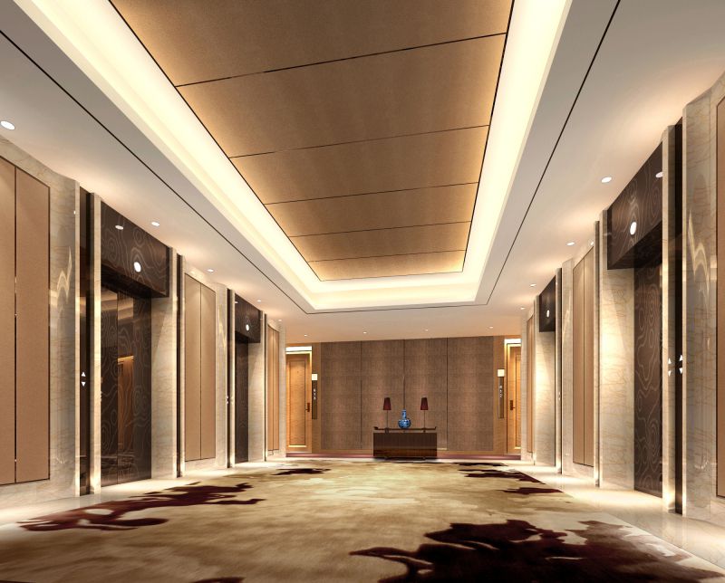 鉑爾曼酒店裝修電梯走廊效果圖