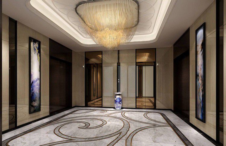巴中知名國際飯店裝修大堂電梯廳效果圖