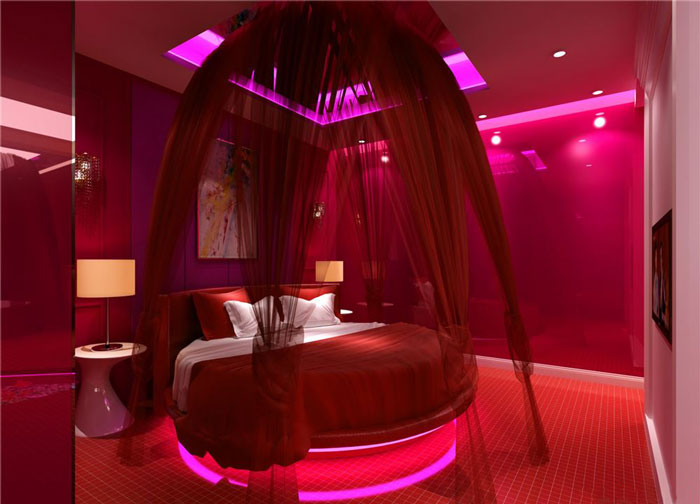 情侶浪漫主題酒店裝修紅色元素