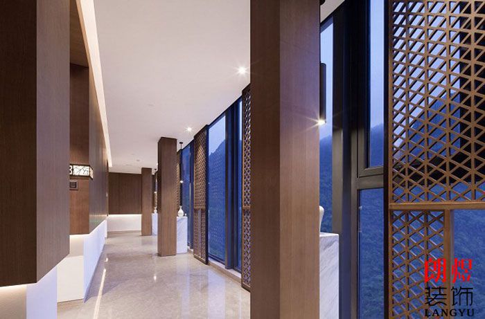 新中式酒店設計走廊效果圖