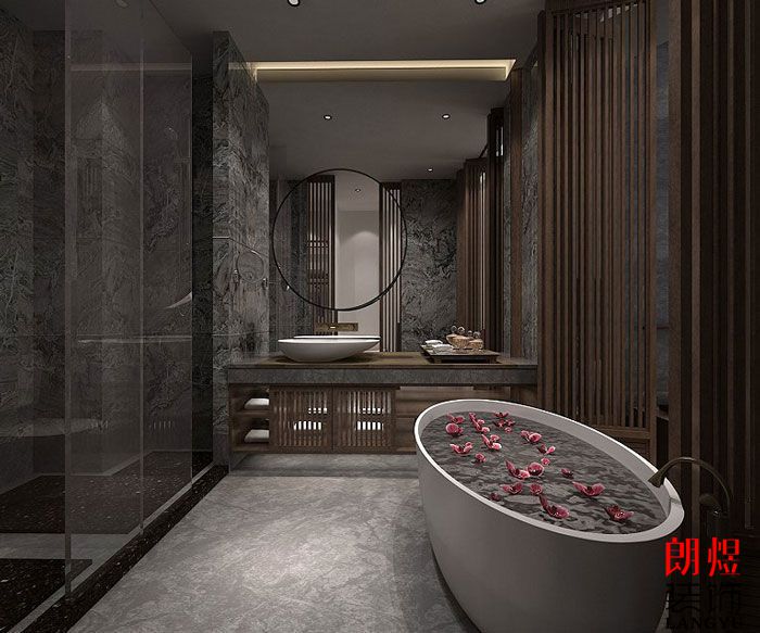 中式風格酒店設計客房浴室
