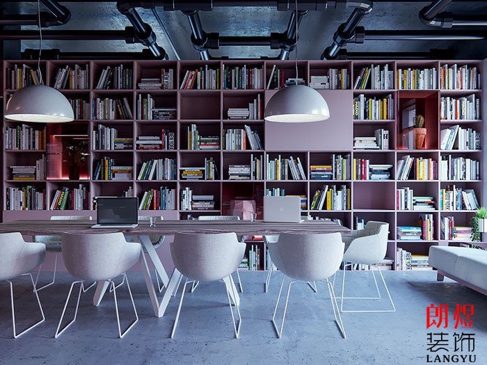 簡約辦公空間設計書架裝飾